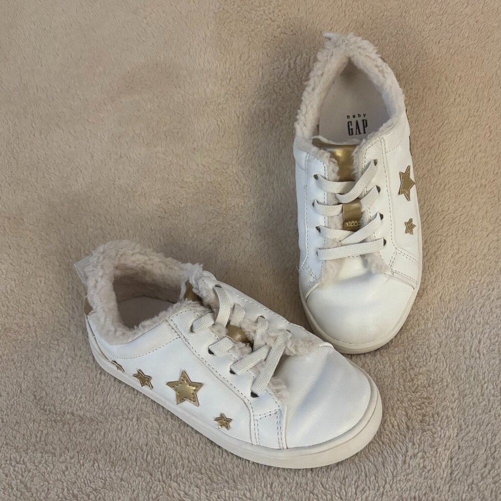 BABY GAP Gold Stars Sneakers Size 10 Toddler in color White